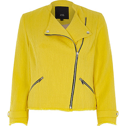 jacques-vertuk Yellow boucle biker jacket 705427 women Coats / Jackets Jackets