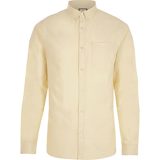 jacques-vertuk Yellow button-down casual Oxford shirt 302534 men Shirts Long Sleeve Shirts