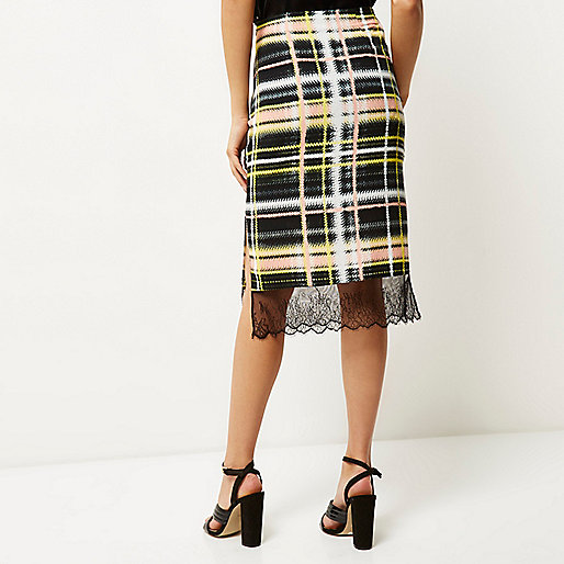 river island skinny stretch sid,jacques-vertuk Product Number Yellow checked lace hem skirt Skirts Sale women