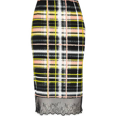 river island skinny stretch sid,jacques-vertuk Product Number Yellow checked lace hem skirt Skirts Sale women