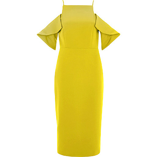 jacques-vertuk Yellow cold shoulder bodycon dress 704238 women Dresses Bodycon Dresses