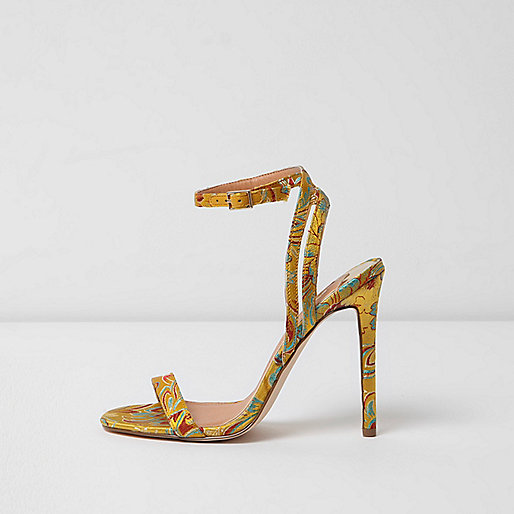 jacques-vertuk Yellow floral print barely there sandals 704593 women Shoes / Boots Sandals