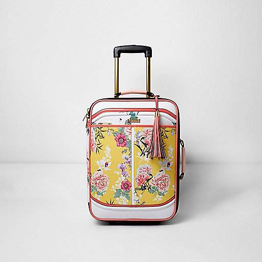 jacques-vertuk Yellow floral print cabin suitcase 700937 women Bags / Purses Suitcases