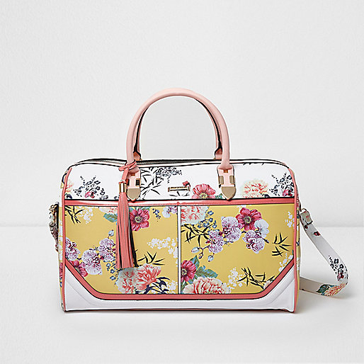 jacques-vertuk Yellow floral print weekend bag 700936 women Bags / Purses Suitcases