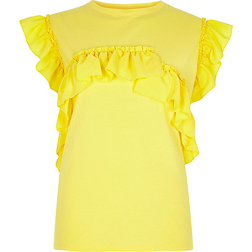 river island heart bag,jacques-vertuk Stores Yellow frill T-shirt women 708209