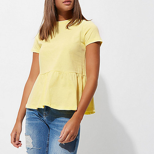 river island clip top purse,jacques-vertuk Summer Clothes Yellow peplum hem T-shirt T-Shirts & Tanks Sale women