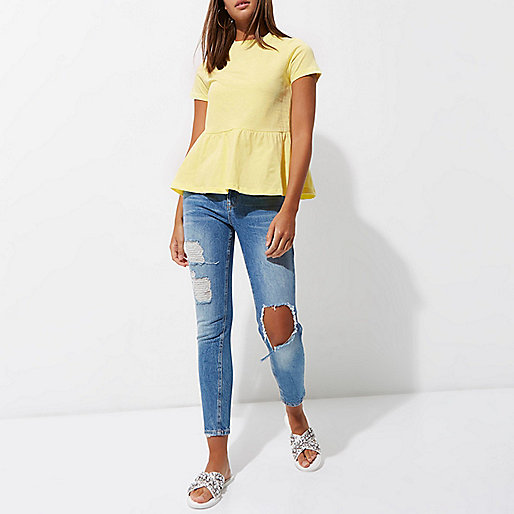 river island clip top purse,jacques-vertuk Summer Clothes Yellow peplum hem T-shirt T-Shirts & Tanks Sale women