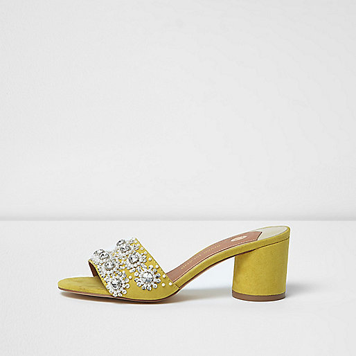 river island white bardot dress,jacques-vertuk Stores Yellow rhinestone embellished block heel mules women 701260