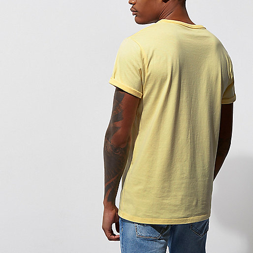 sale river island shoes,jacques-vertuk Online Yellow rolled sleeve pocket T-shirt men 301131