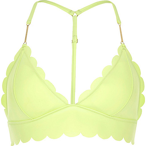 river island party clothes,jacques-vertuk Stores London Yellow scallop longline bikini top Bikini Tops Bikinis Swimwear / Beachwear women