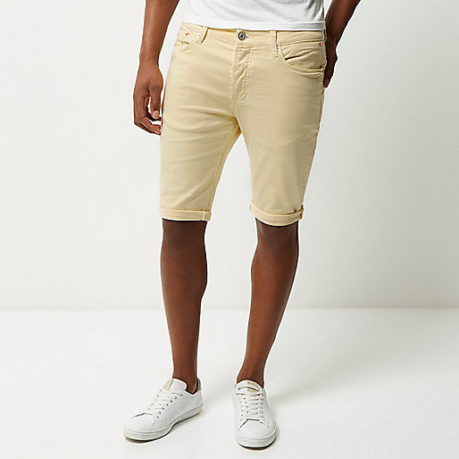 river island sleeveless blazer,Outlet jacques-vertuk Yellow skinny fit denim shorts Shorts Sale men