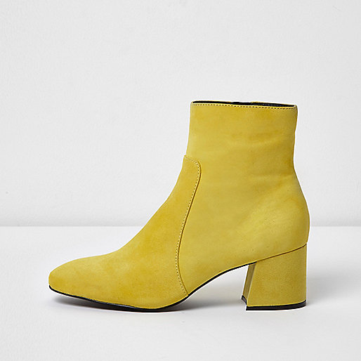 jacques-vertuk Yellow suede block heel ankle boots 709023 women Shoes / Boots Boots