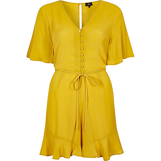 jacques-vertuk Yellow tea dress style romper 703603 women Playsuits / Jumpsuits